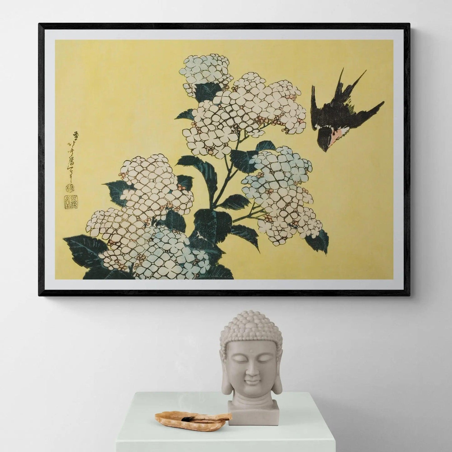 Hydrangea and Swallow by Katsushika Hokusai