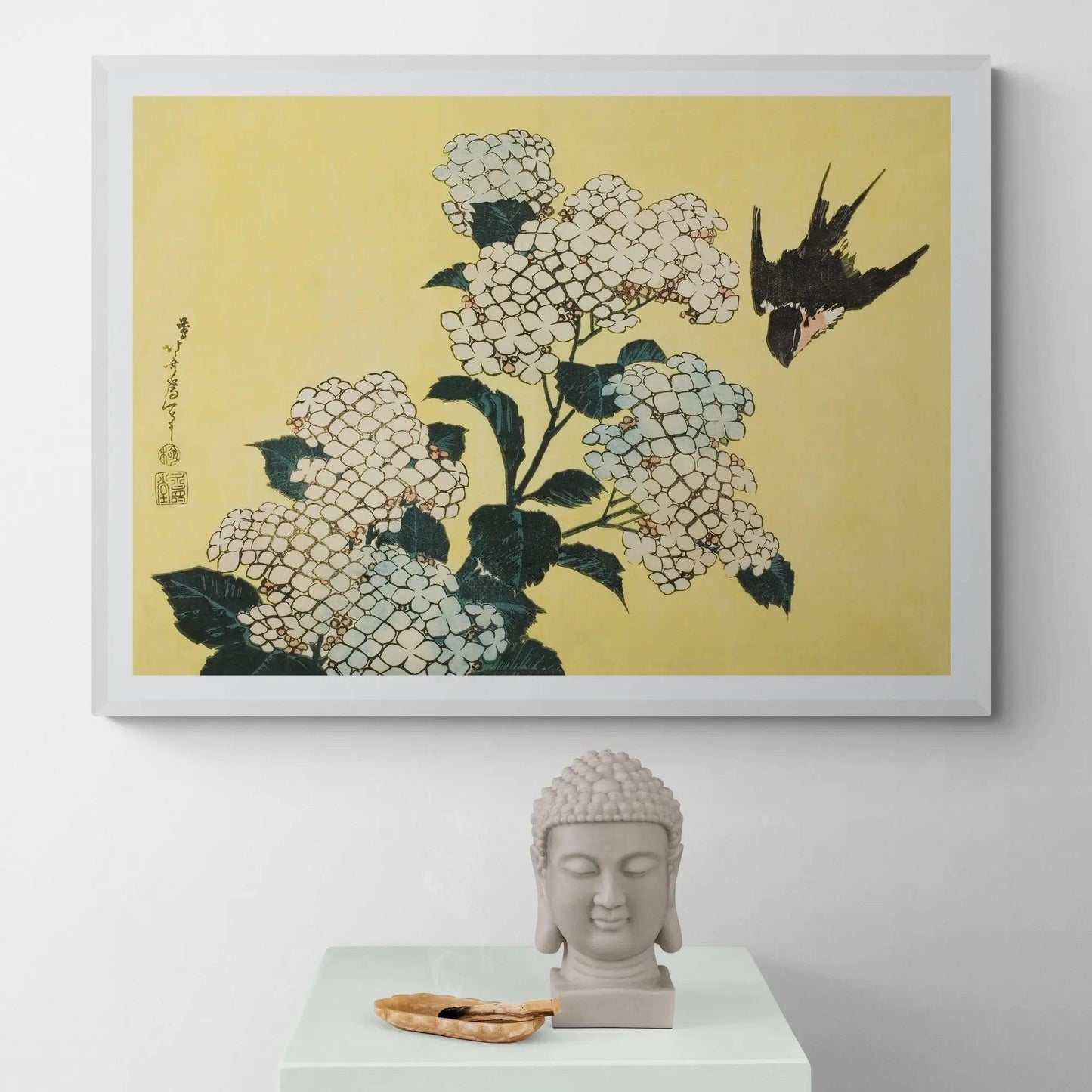 Hydrangea and Swallow by Katsushika Hokusai