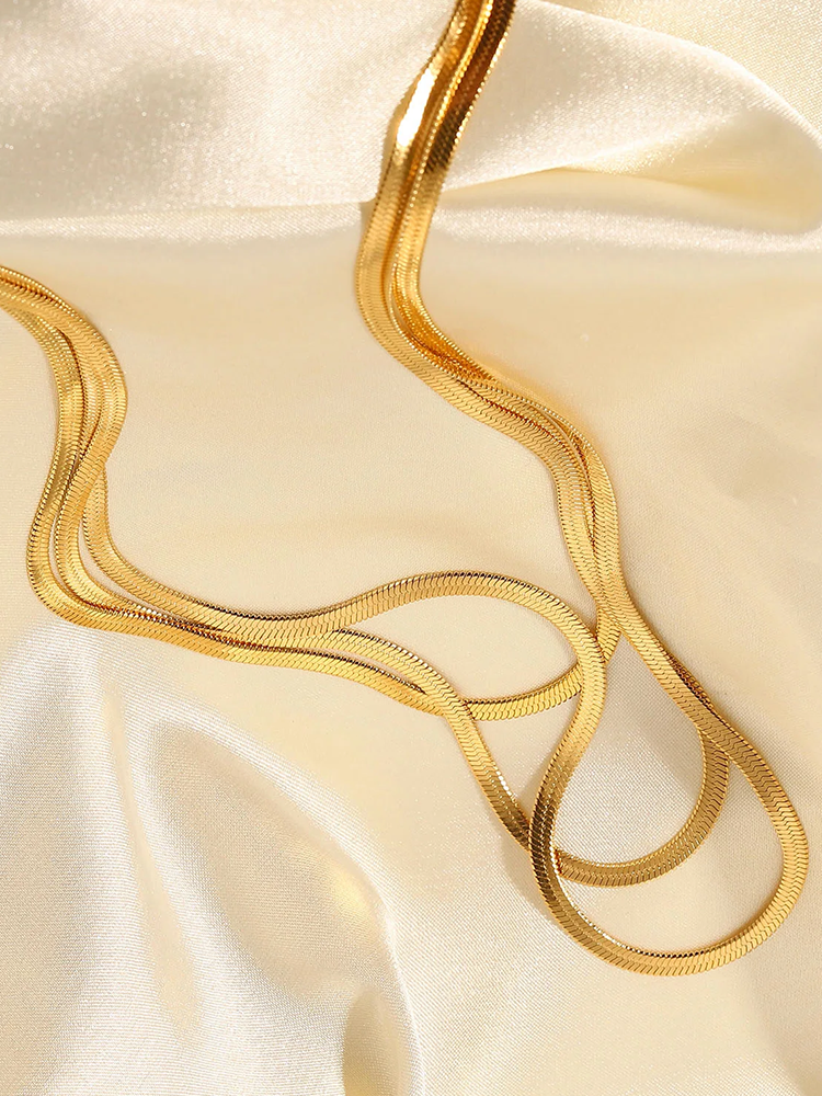 Gouden 3-Laagse Snake Chain Ketting | Seraphina