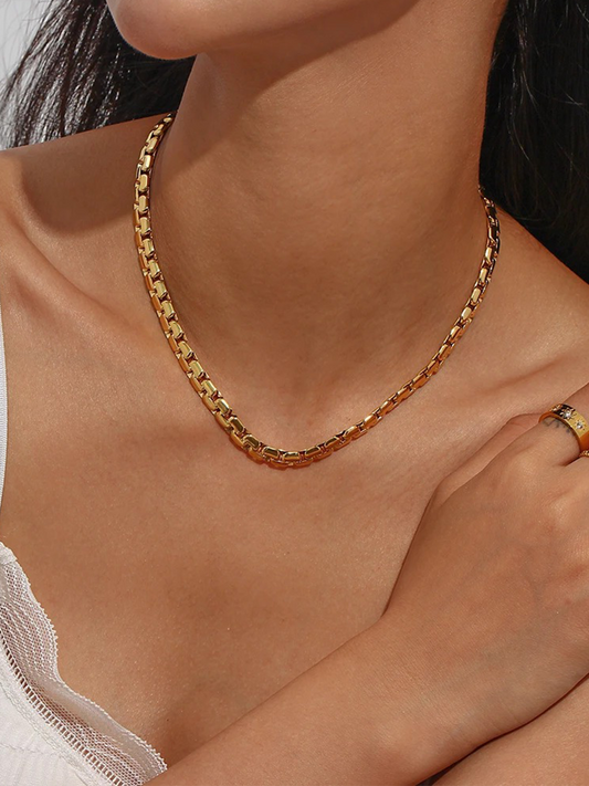 Gouden Platte Chunky Schakelketting | Valentina