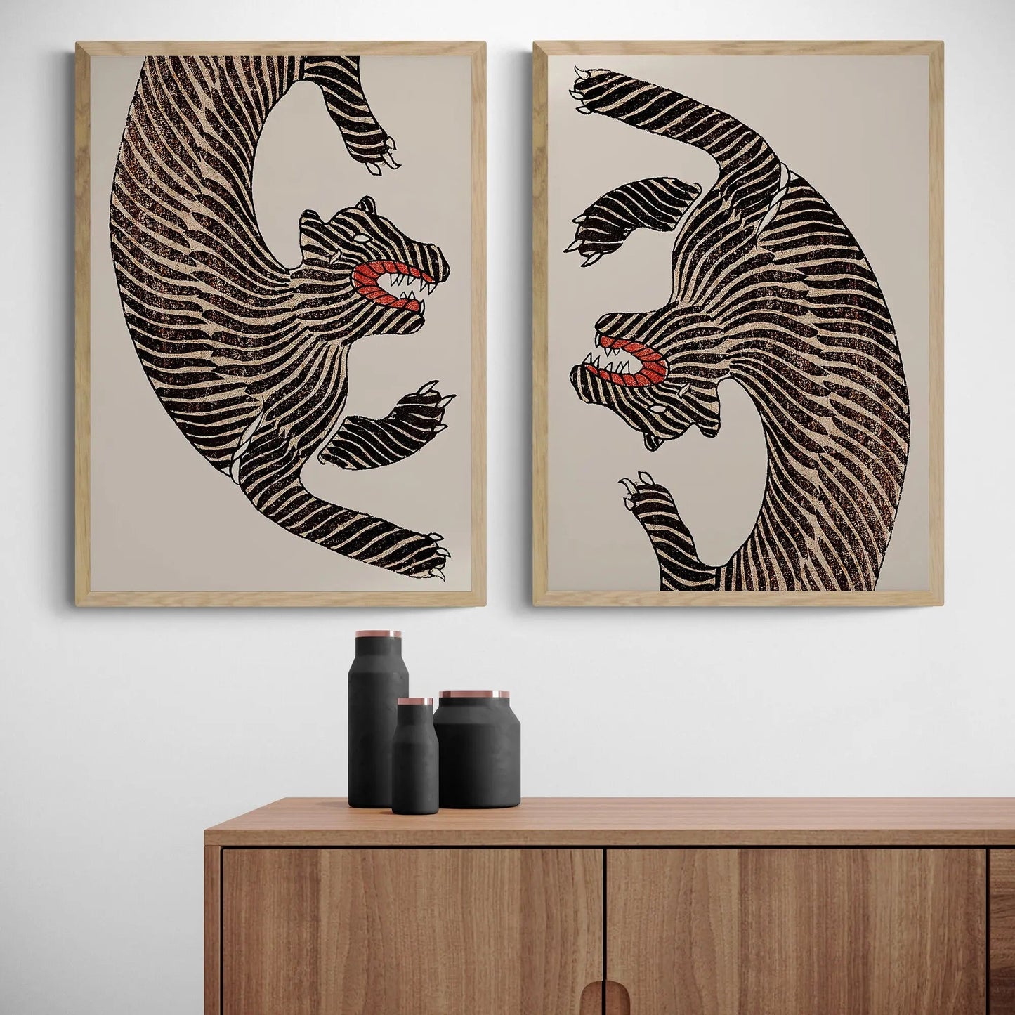 2x Japanese Tiger Art Prints