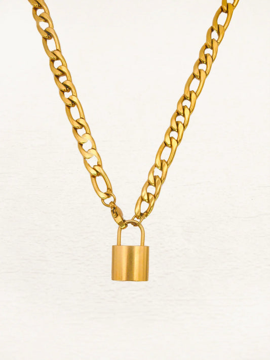 Gouden Lock Figaro Ketting | Alessia