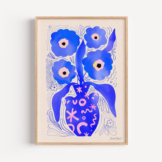 Blauw Flower Abstract by Baroo Bloom