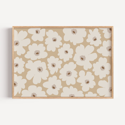 Beige Flower Abstract by Elena Ristova
