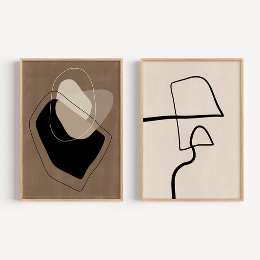 Beige Line Art Set by Elena Ristova