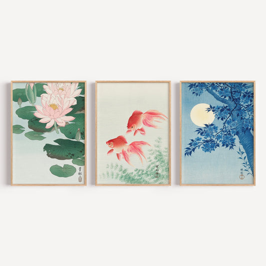 3x Vintage Japanese Exhibitions by Ohara Koson