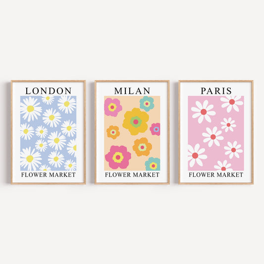 Flower Market Set of 3 Paris