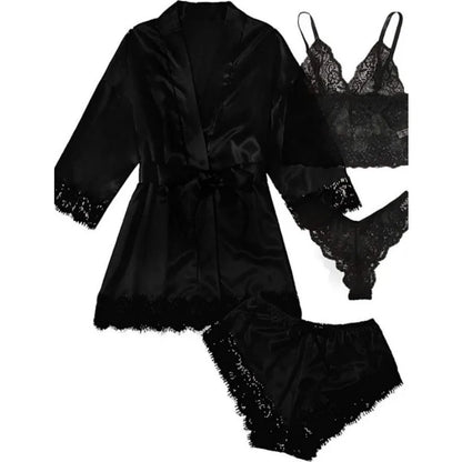 Evelina | 4-Piece Women's Pajama Set with Lace