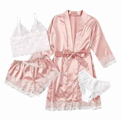 Evelina | 4-Piece Women's Pajama Set with Lace