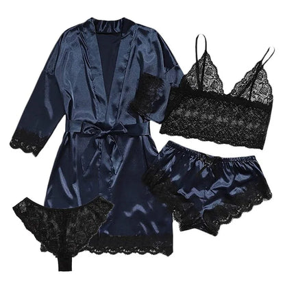 Evelina | 4-Piece Women's Pajama Set with Lace