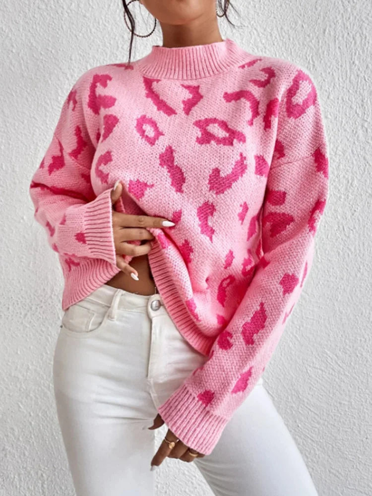 Ava | Sweter z okrągłym dekoltem w wzór panterki