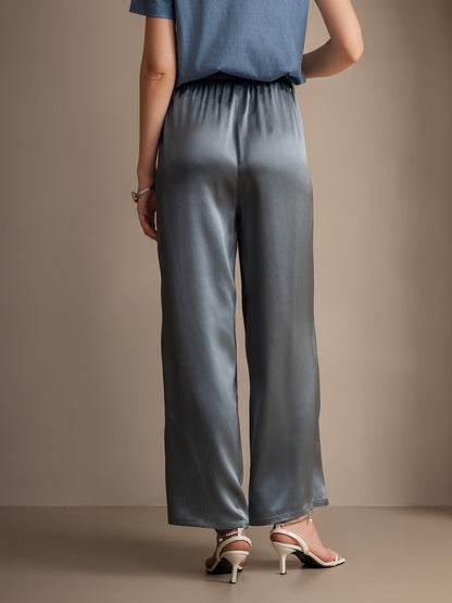 Pure Silk Solid Color Casual Women’s Pants