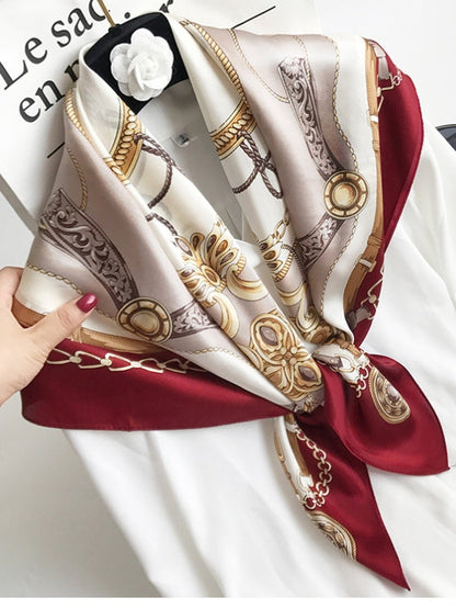 100% Mulberry Silk Printed Square Shawl Scarf 88*88cm