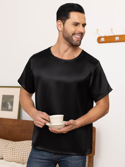 Pure Silk Short-Sleeved Round Neck Mens Tee