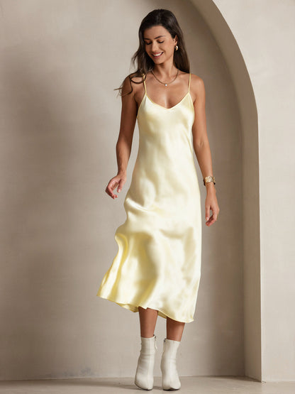 Classic Spaghetti Strap Long Silk Nightgown