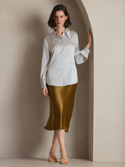 19Momme Silk Solid Color Classic Daily Basic Shirt