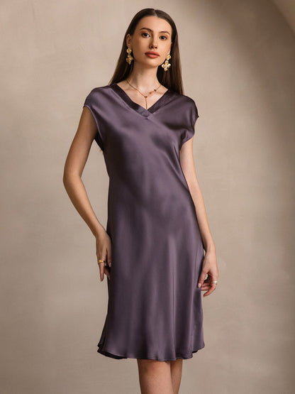 Pure Silk Elegant Short Sleeves Nightgown