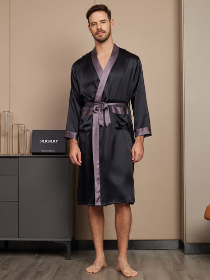 Pure Silk Classic Long Sleeve Mens Robe