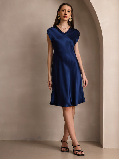 Pure Silk Elegant Short Sleeves Dress