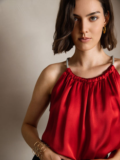 19Momme Silk Elegant Off-the-Shoulder Tank Top