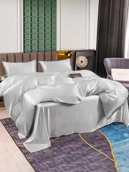 25Momme 4Pcs Silk Set Duvet Cover+Flat Sheet+2x Pillowcases