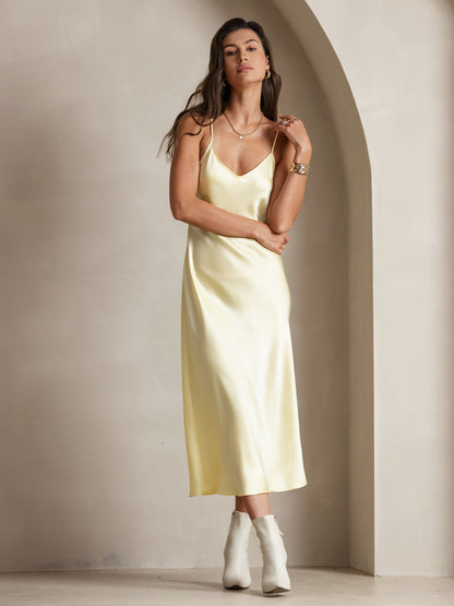 Spaghetti Strap Long Silk Dress