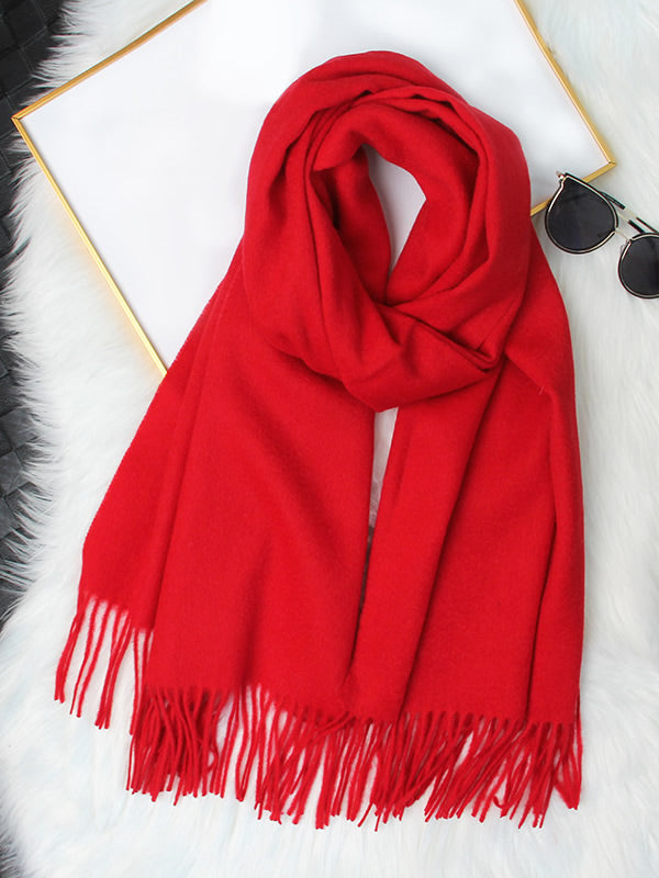 Pure Wool Scarf Shawl w/ Fringed Decoration 200x70cm/79