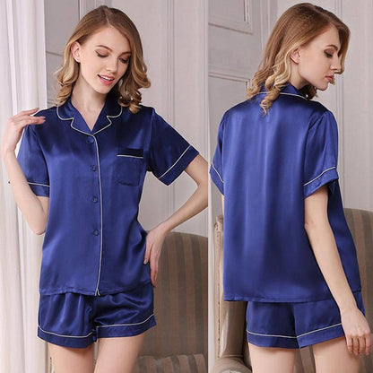 Affordable silk pyjama set for women washable shorts silk pajamas