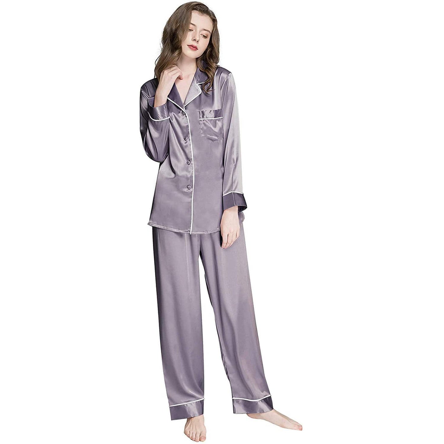 Affordable Women's Silk Pajamas Set – Button-Down Mulberry Silk Sleepwear