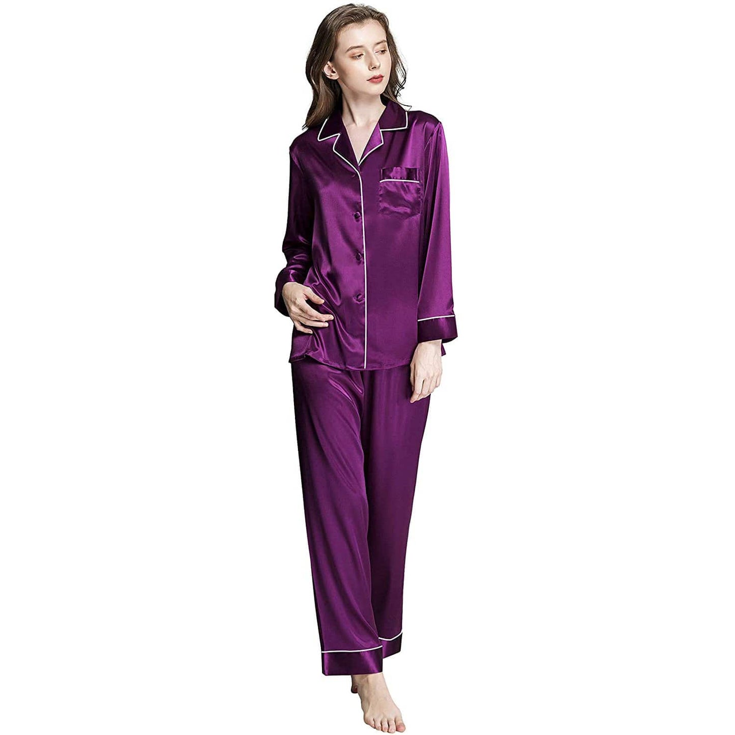 Affordable Women's Silk Pajamas Set – Button-Down Mulberry Silk Sleepwear