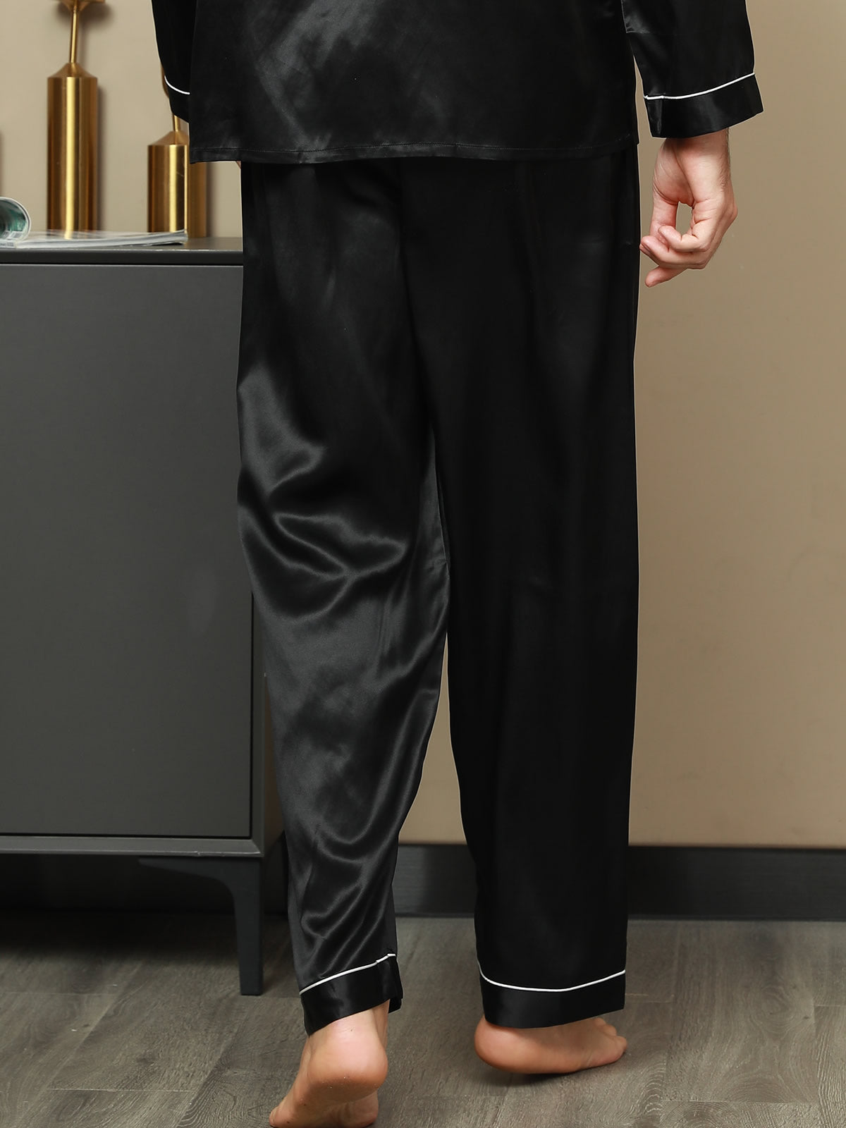 Solid Color Pure Silk Men‘s Sleep Pants