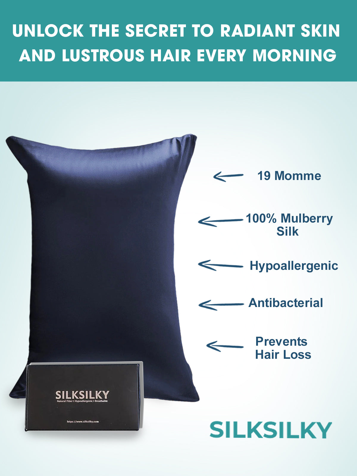 19Momme 100% Mulberry Silk Pillowcase - Envelope Closure