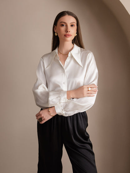 19Momme Silk Solid Color Classic Daily Basic Shirt