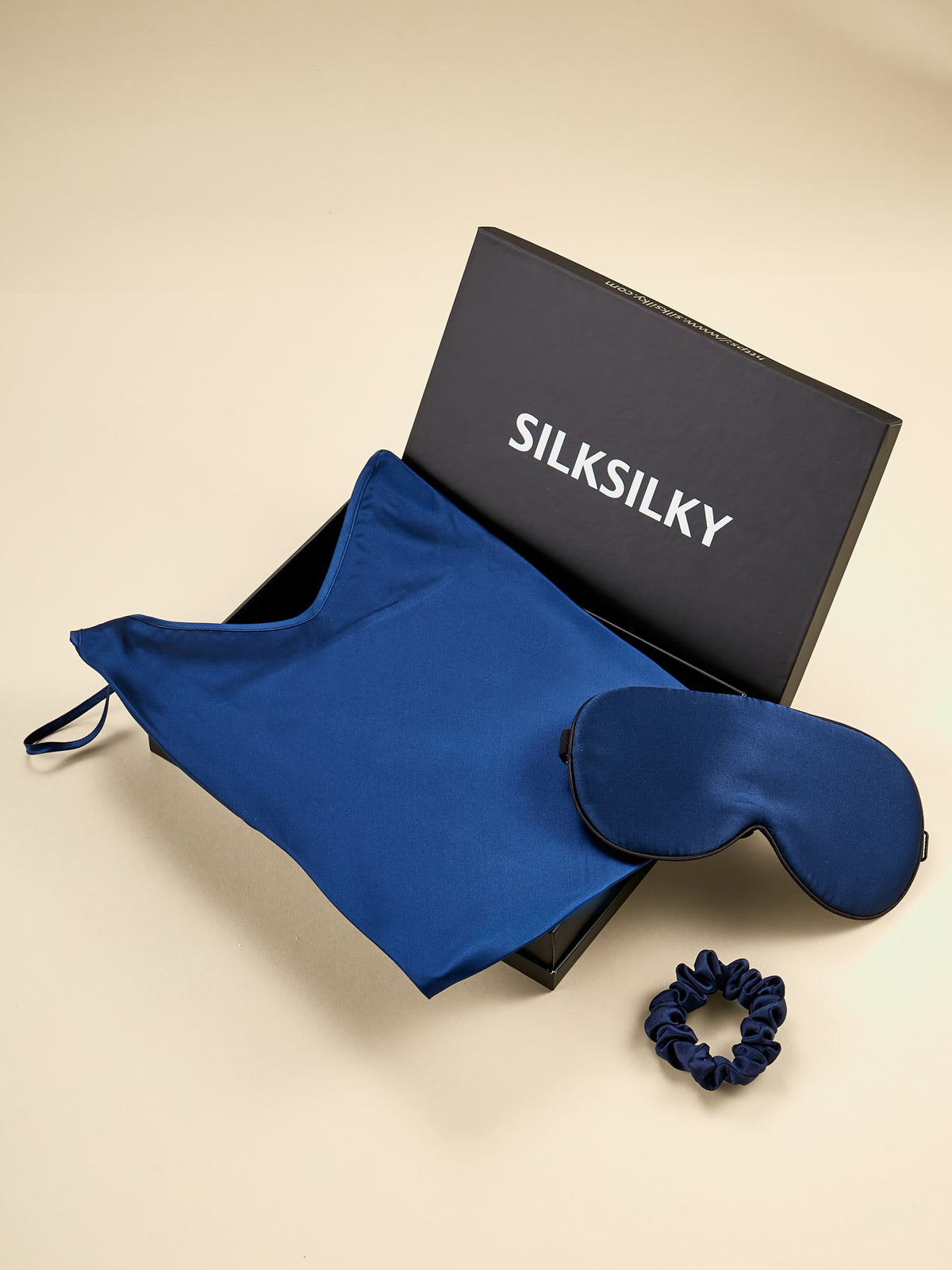 Gift Set - Silk Backless Nightgown & Eye Mask & Scrunchie