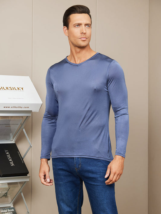 Mens Long Sleeve Silk Knitted Tee