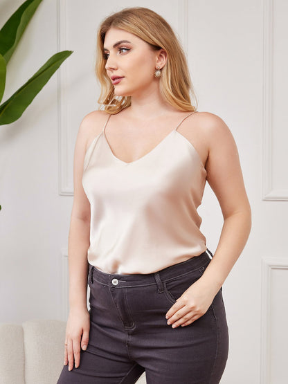 Women's Plus Size Silk Spaghetti Strap Camisole Top