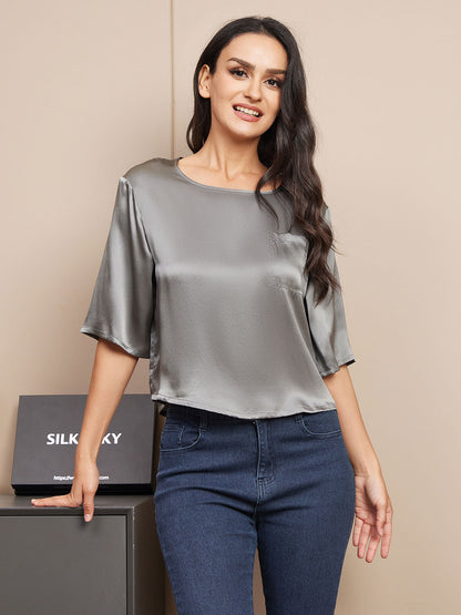 Pure Silk Casual Half Sleeve Women's Blouse T-Shirt