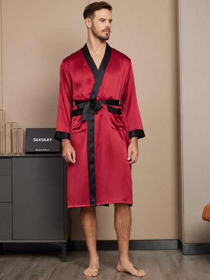 Pure Silk Classic Long Sleeve Mens Robe