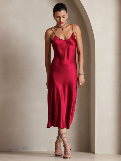 Spaghetti Strap Long Silk Dress