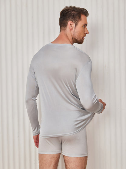 Mens Long Sleeve Silk Knitted Tee