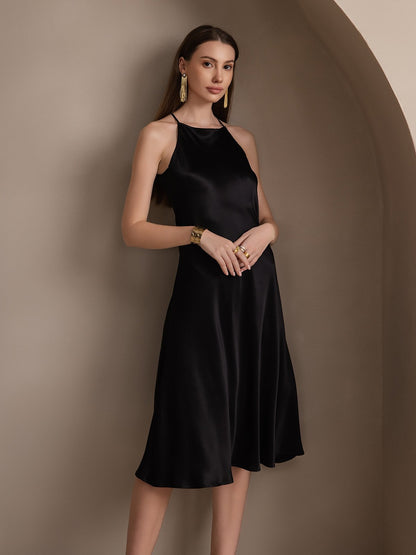 19Momme Silk Elegant Off-Shoulder Dress