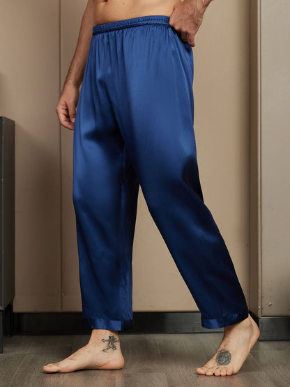 Pure Silk Solid Color Casual Men's Pajama Pants