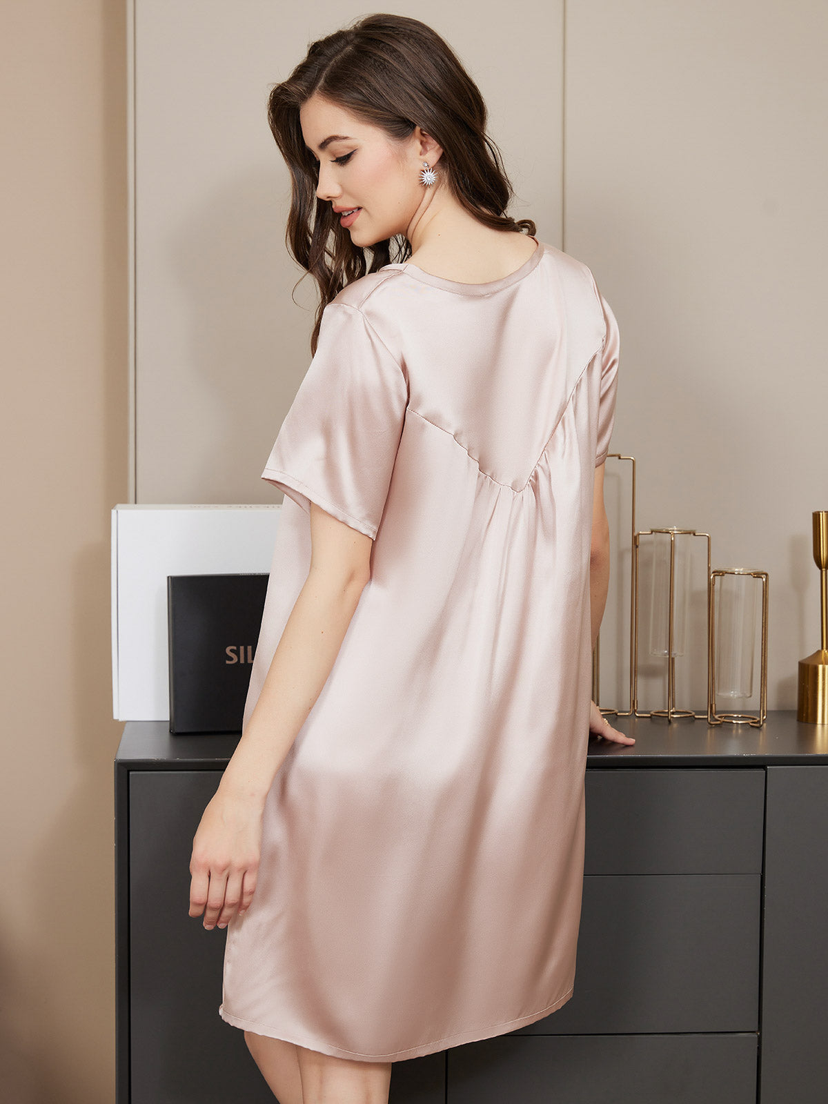 Pure Silk Solid Color Nightgown