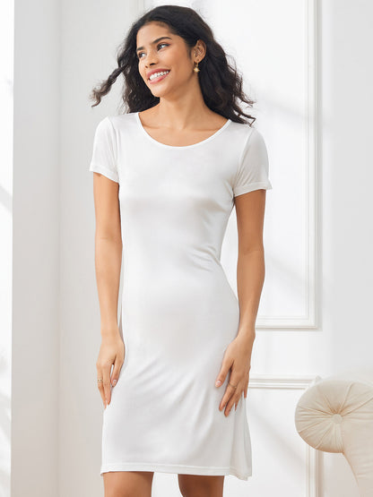 Silk Knitted Elegant U-Neck Nightgown