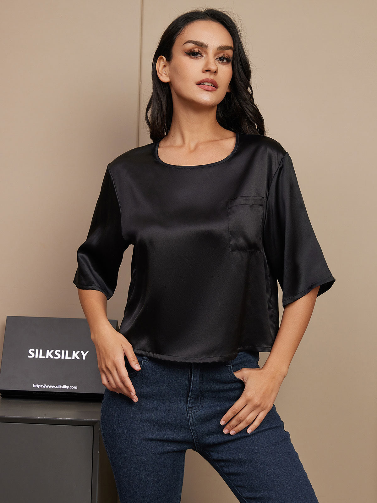 Pure Silk Casual Half Sleeve Women's Blouse T-Shirt