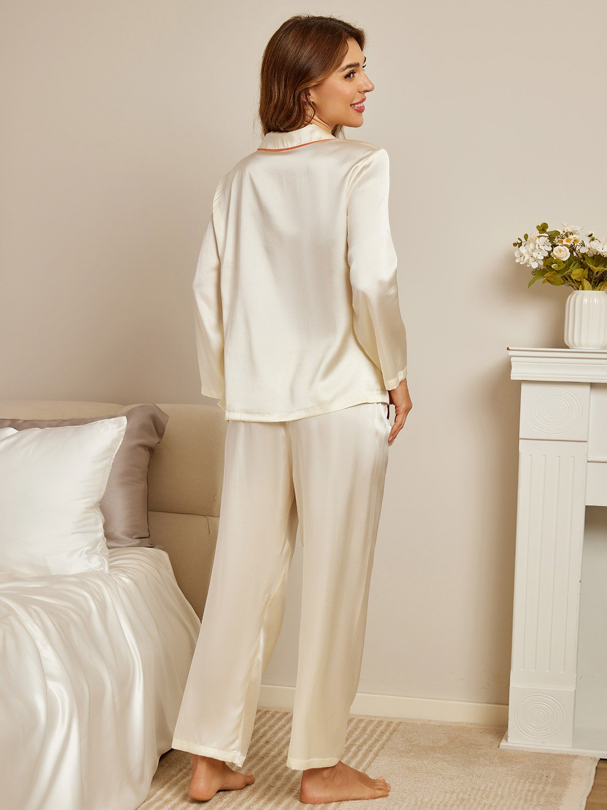 Elegant Pure Silk Long-Sleeve Pajama Set