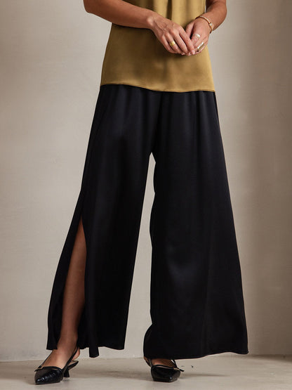 19Momme Fashionable Sexy Silk High-Slit Pants