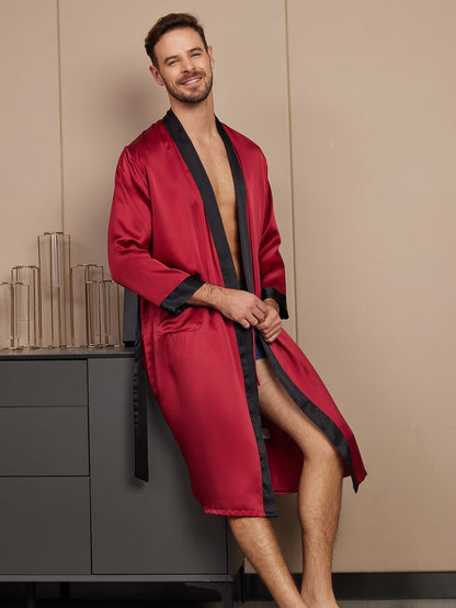 Pure Silk Classic Long Sleeve Mens Robe