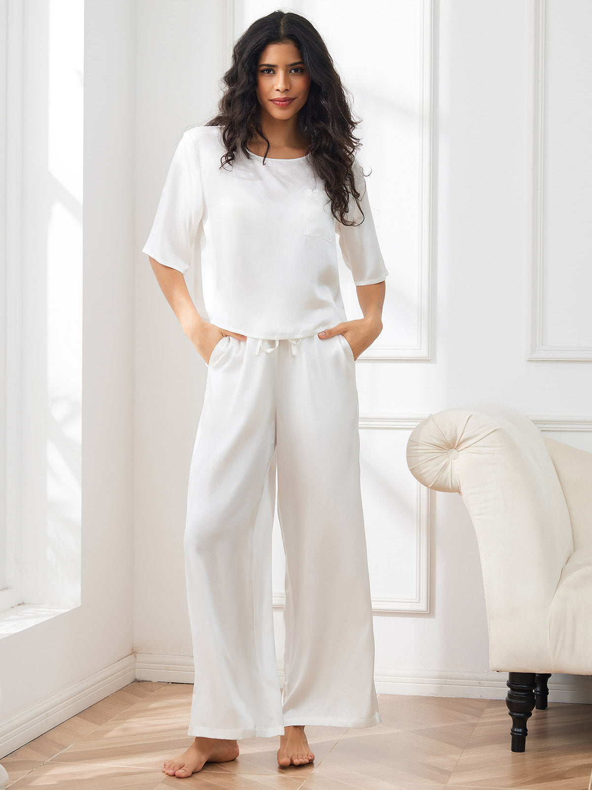 Women‘s Pure Silk Casual Pajama Set