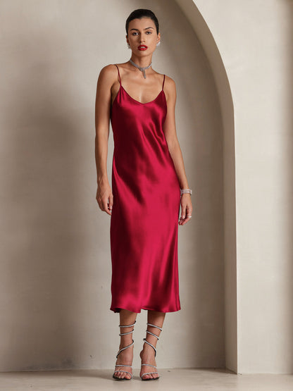 Spaghetti Strap Long Silk Dress